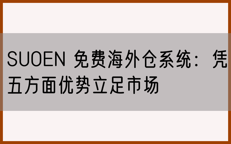 SUOEN 免费海外仓系统：凭五方面优势立足市场